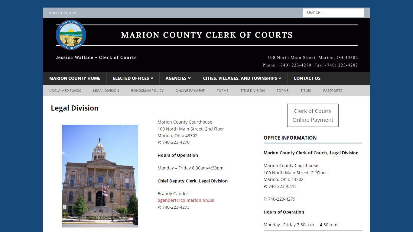 Legal Division – Clerk of Courts – Marion County, Ohio